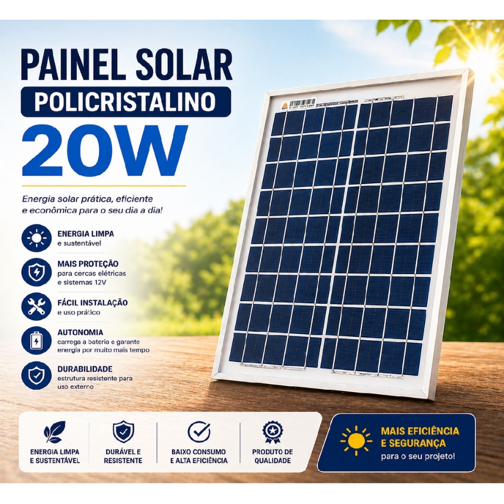 Painel Placa Solar Fotovoltaico 20W Resun RSM020 Modulo Policristalino 12v 18v carregador de bateria
