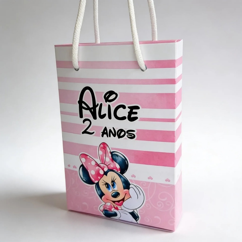 🎉 ENVIO RAPIDO Sacolinha Personalizada   Minie rosa - PEGUE E MONTE! 📸