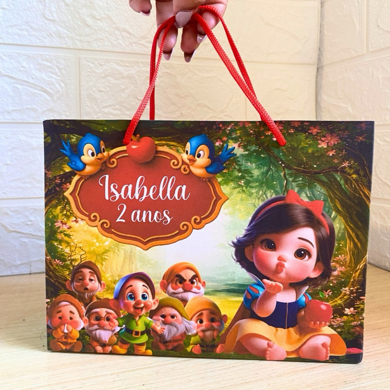 Sacolinha Personalizada Branca de Neve Baby | Sacolinha | Sacolinha de Aniversário | Lembrancinha | Branca de Neve Cute