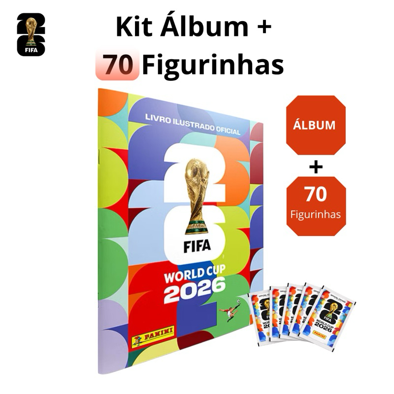 Kit Álbum + 70 Figurinhas Copa do Mundo 2026 Oficial Panini
