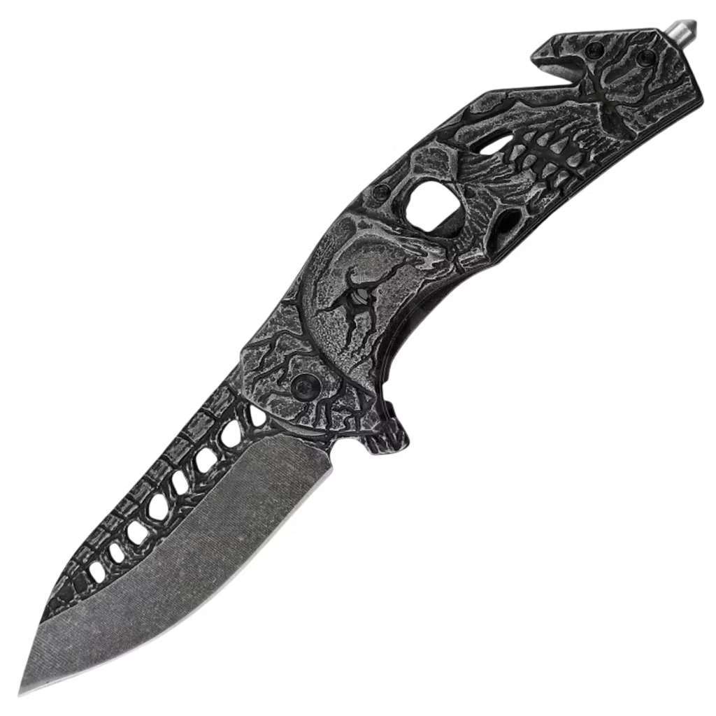 Canivete Top Desenho de relevo Semi Automatico Com Clip e Trava TC32AB KNIFE MATRIX