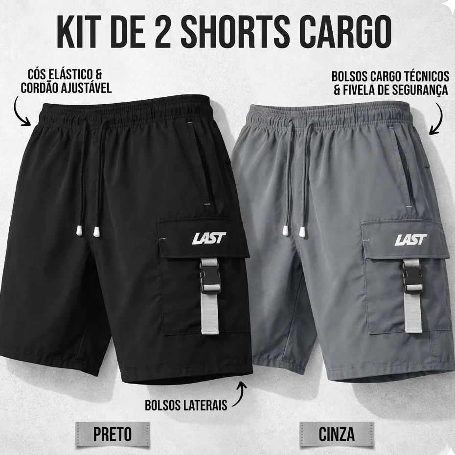 Kit 2 Bermuda Short Cargo LAST Masculino Elastano 3 Bolsos — imagem 1