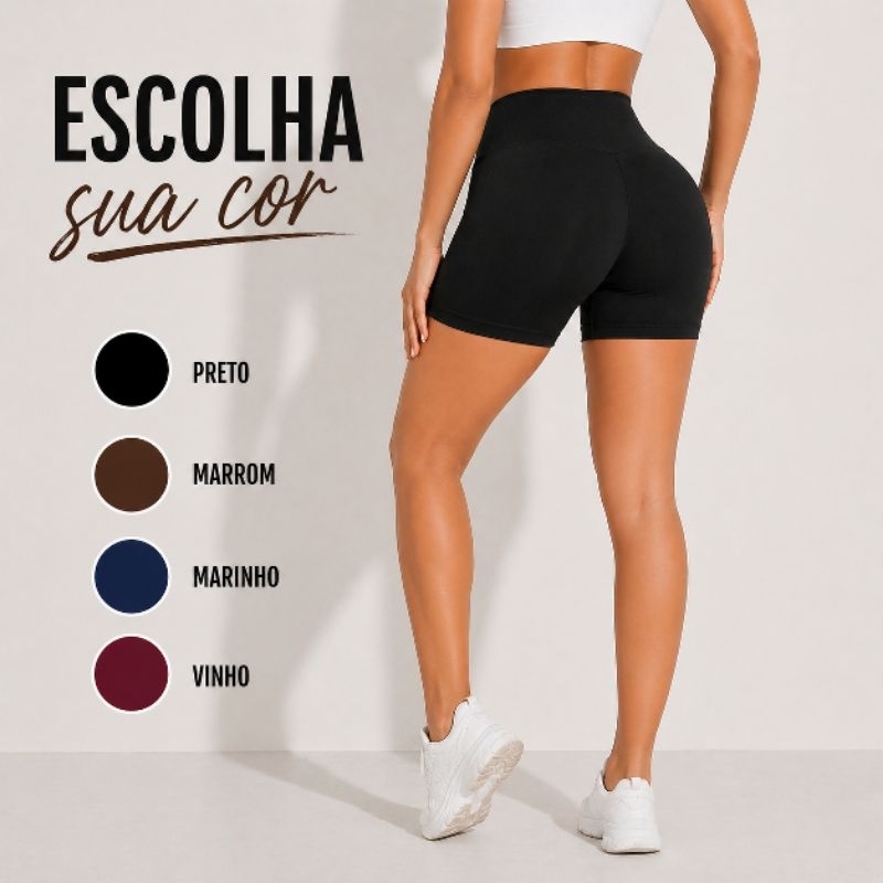 Short Legging Feminina Cintura Alta Academia Fitness Suplex Não Transparente P ao GG