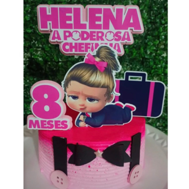 Topo de bolo Poderosa chefinha Rosa PERSONALIZADO COM NOME E IDADE OU MESES topper para decoração bo