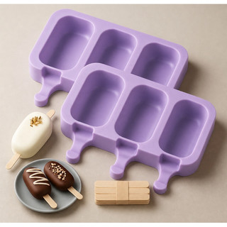 Forma de Sorvete Molde de Picolé de Silicone Com Tampa + 50 Palitos
