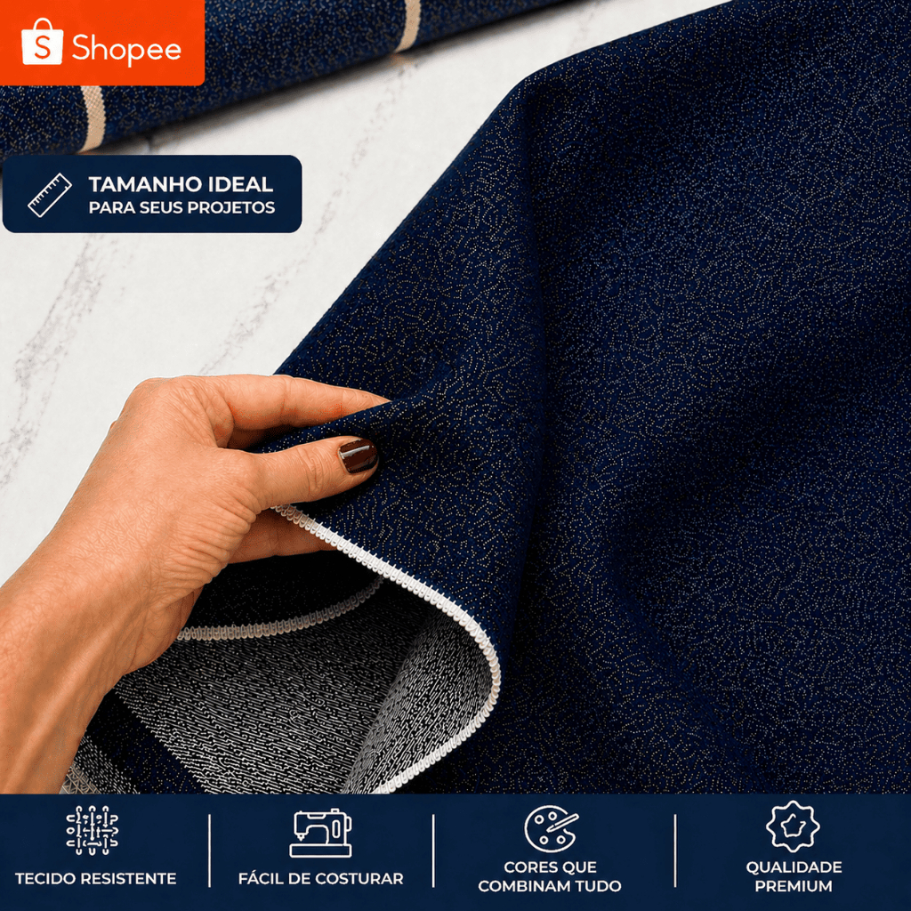 Tecido Jeans Encorpado Azul Marinho Grosso 1x1,90 Costura Roupas Artesanato Ateliê Bolsas Mochilas