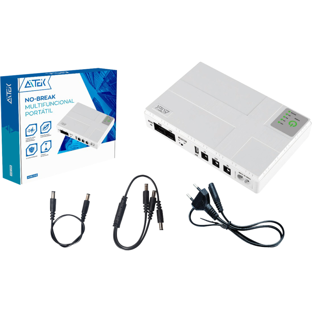 No-Break Portátil Aitek 10400mAh Múltiplas Saídas USB/DC/POE para Roteador e Câm