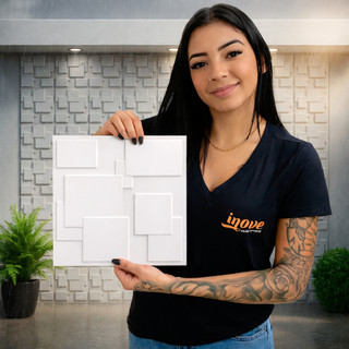 Kit 100 Placas 3D em PVC 25x25 cm para Revestimento Decorativo de Parede Com Dupla Face
