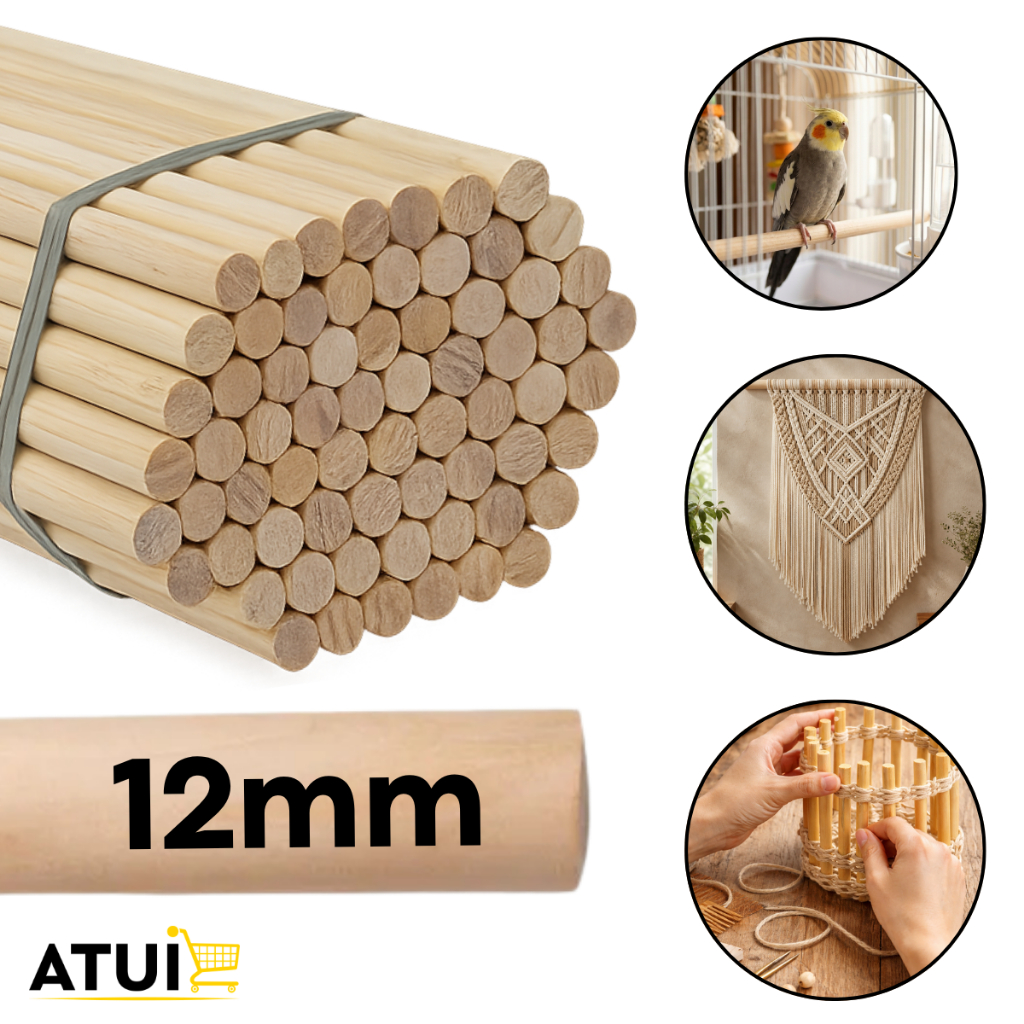 Kit 10 Cabo Pinus 12mm Rústico Macramê Artesanato Bastão Vareta DIY 10-100cm Banner Bandeira