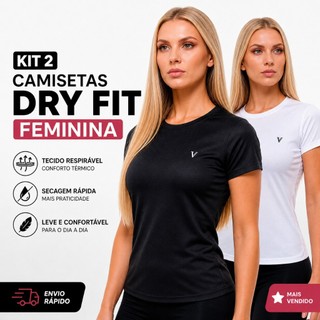 Kit 2 Camiseta Dry Fit Feminina Original Respirável Confortável Ideal Para Treinos Academ…