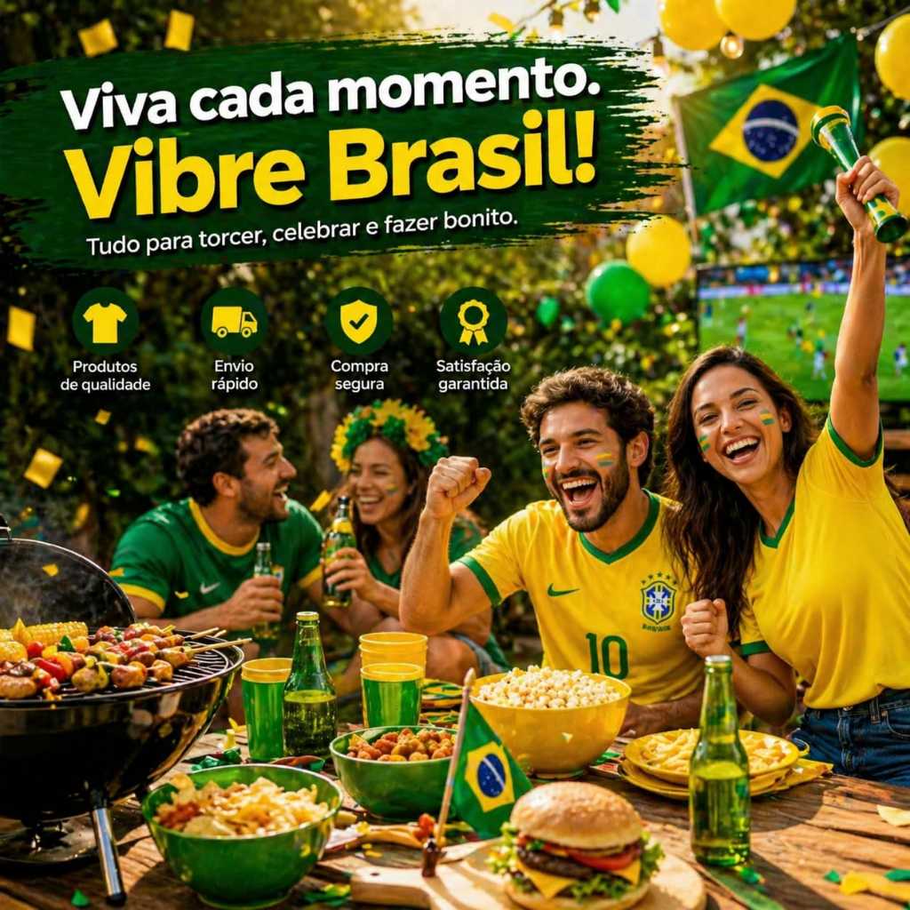 Kit Decoração Copa do Mundo Brasil 50 metros Bandeirinhas Festa Torcida Seleção Brasileira