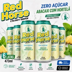 Red Horse Zero Açúcar Abacaxi com Hortelã 473ml Pack 6 12 24 Latas Energético Original