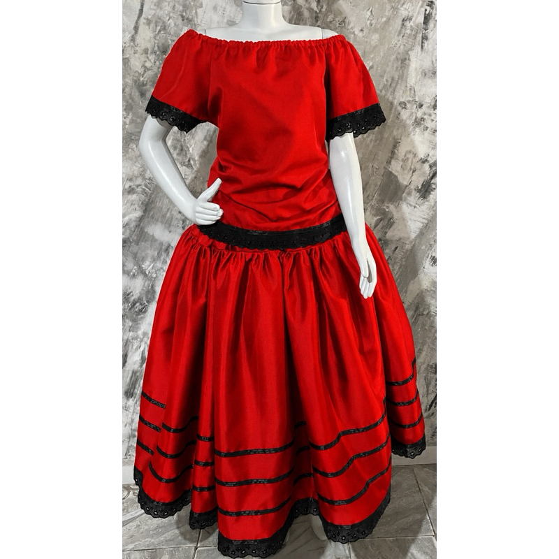 Conjunto Pombagira Saia e Bata Vermelho e Preto Umbanda Candomblé Esquerda Maria Padilha/Sete Saias/Figueira/Rosa vermel