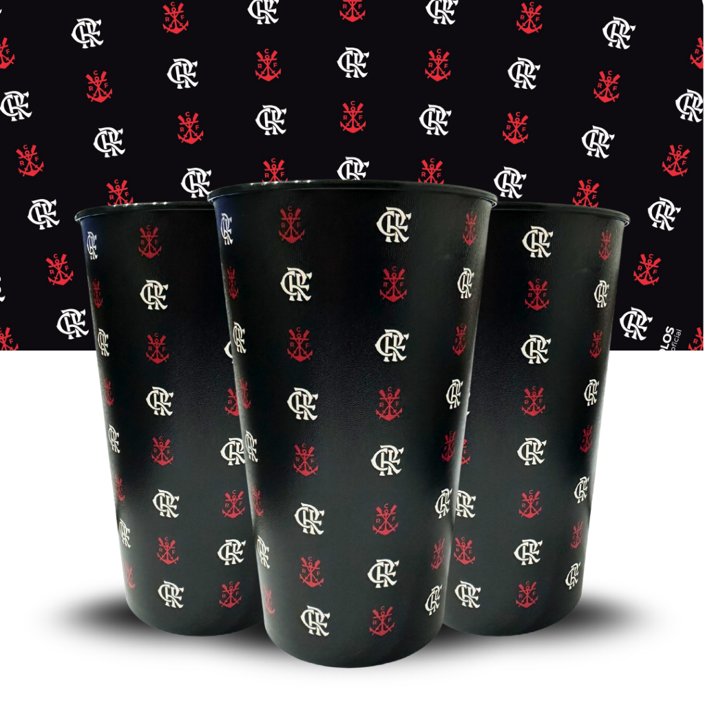 Copo Flamengo 550ml Oficial Licenciado – Estampa Escudos CRF
