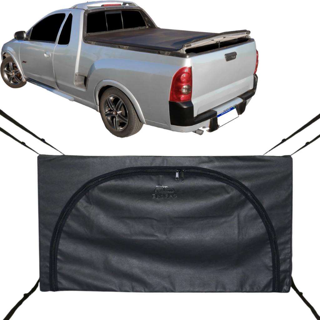 Bolsa Carroceria Caçamba Ecobag Flash Cover Montana Simples Conquest Até 2010 Protege Sua Carga 296L Com Ziper Preto