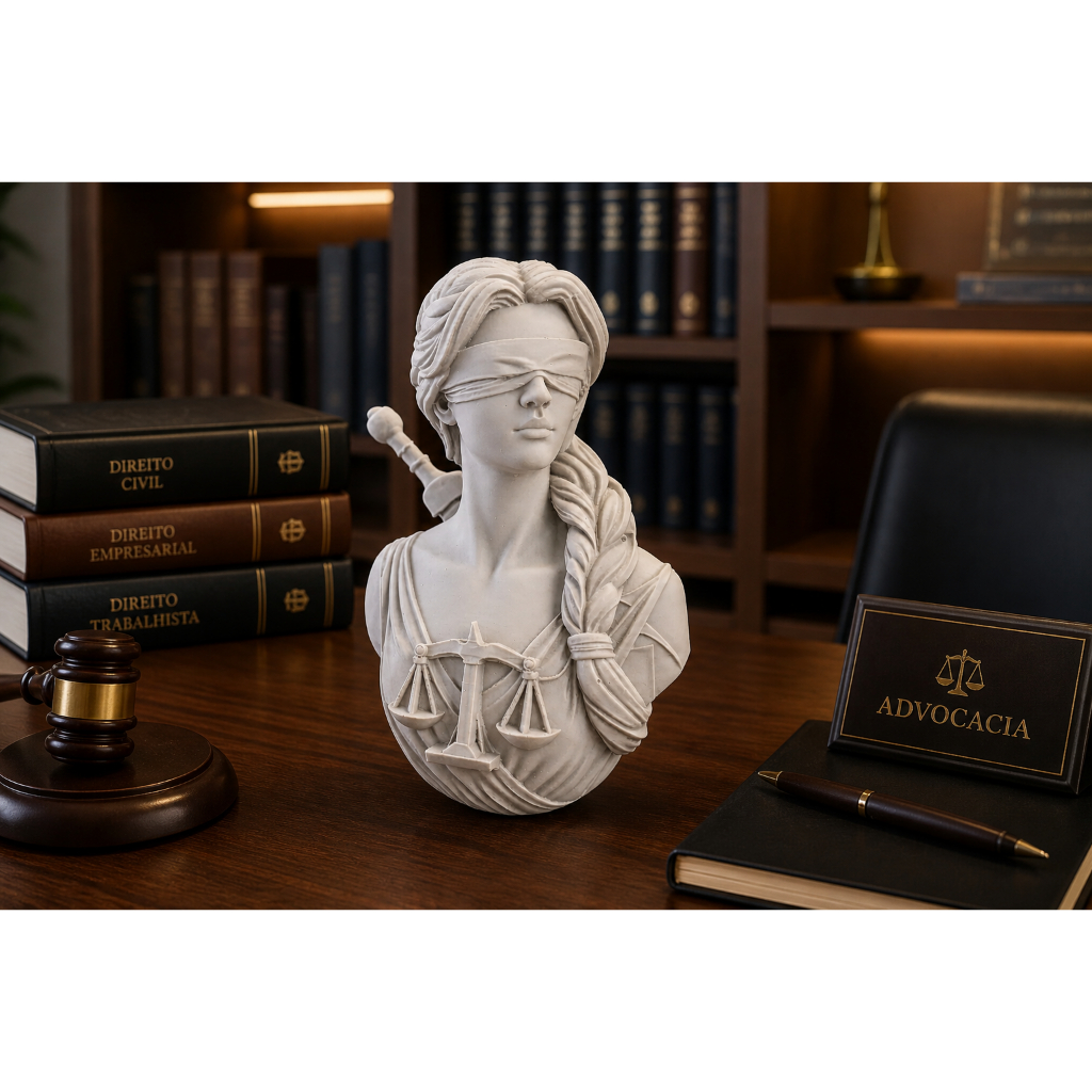 Escultura Têmis Deusa da Justiça Decorativa Advogado Direito Estátua Themis Escritório  Descrição: ⚖️ Escultura da deusa