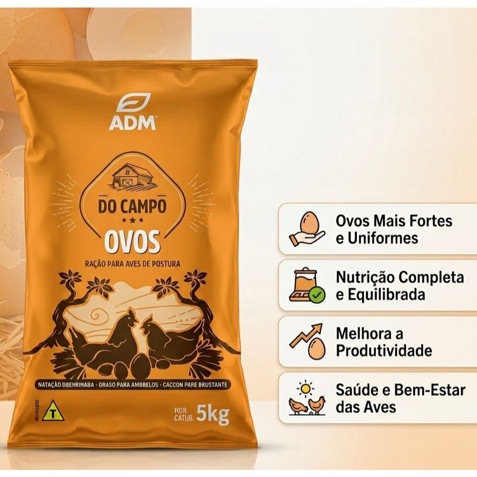 Ração Do Campo Ovos ADM Galinha Poedeira Postura 5kg