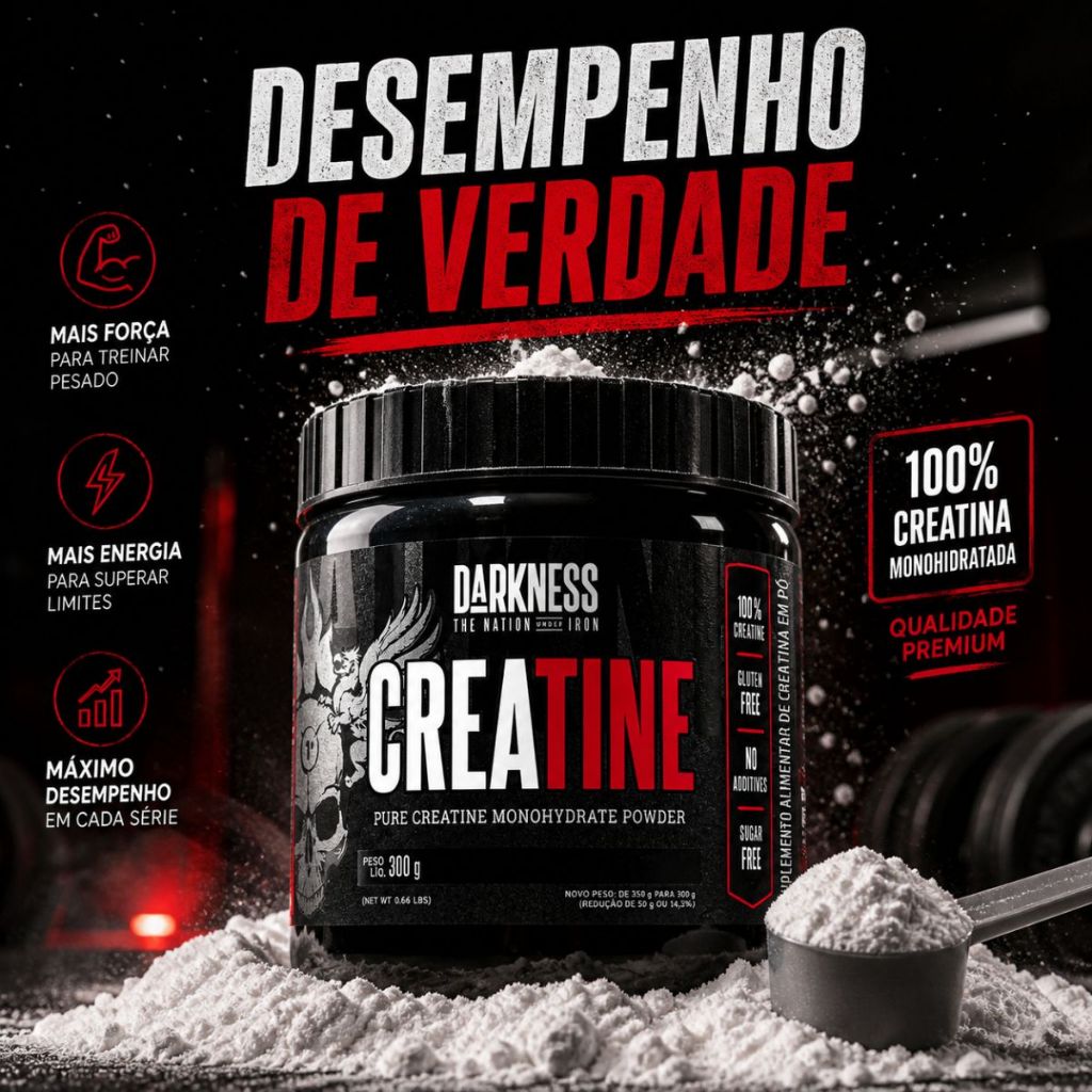 Creatina - Creatine Darkness - Pure Creatine Monohydrate Powder - IntegralMédica - 350g