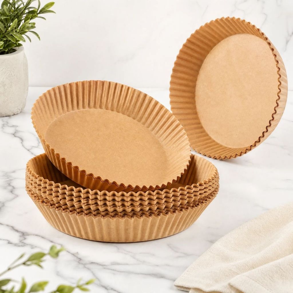 Imagem Papel Descartável Air Fryer Antiaderente Para Cozimento 50 Unidades
