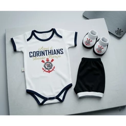 KIT INFANTIL CORINTHIANS BEBÊ BODY SHORT PANTUFA