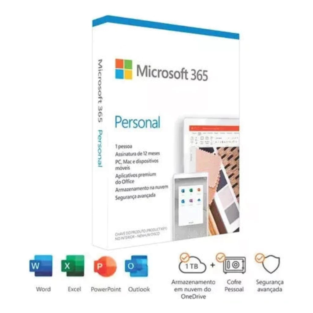 Microsoft Office 365 Personal Licença 12 Meses Mídia Física 1 Usuário