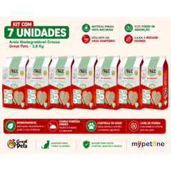 Kit 7 Areia Biodegradável Grossa Great Pets para Gatos - 3,8 Kg