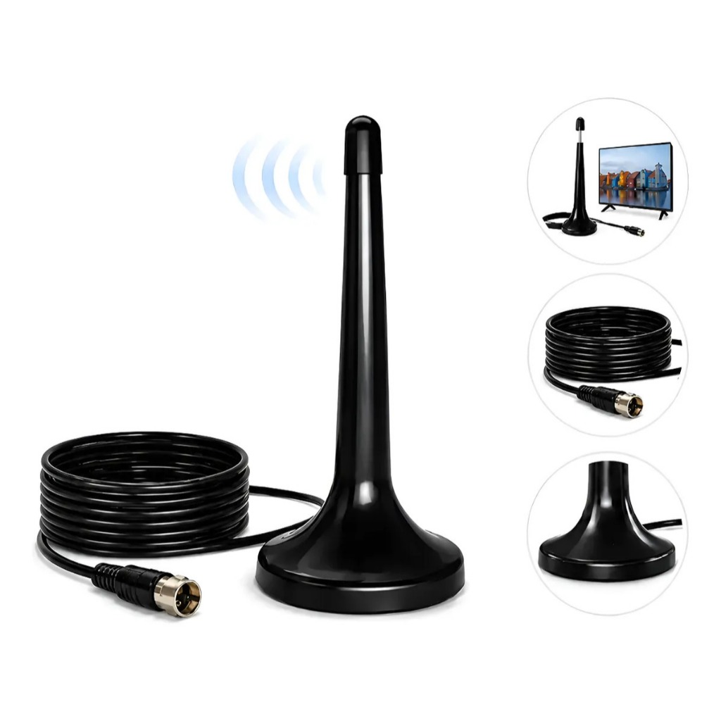 Antena Digital Interna 4k Hdtv Uhf Cabo 5 Metros Sinal Hd Tv