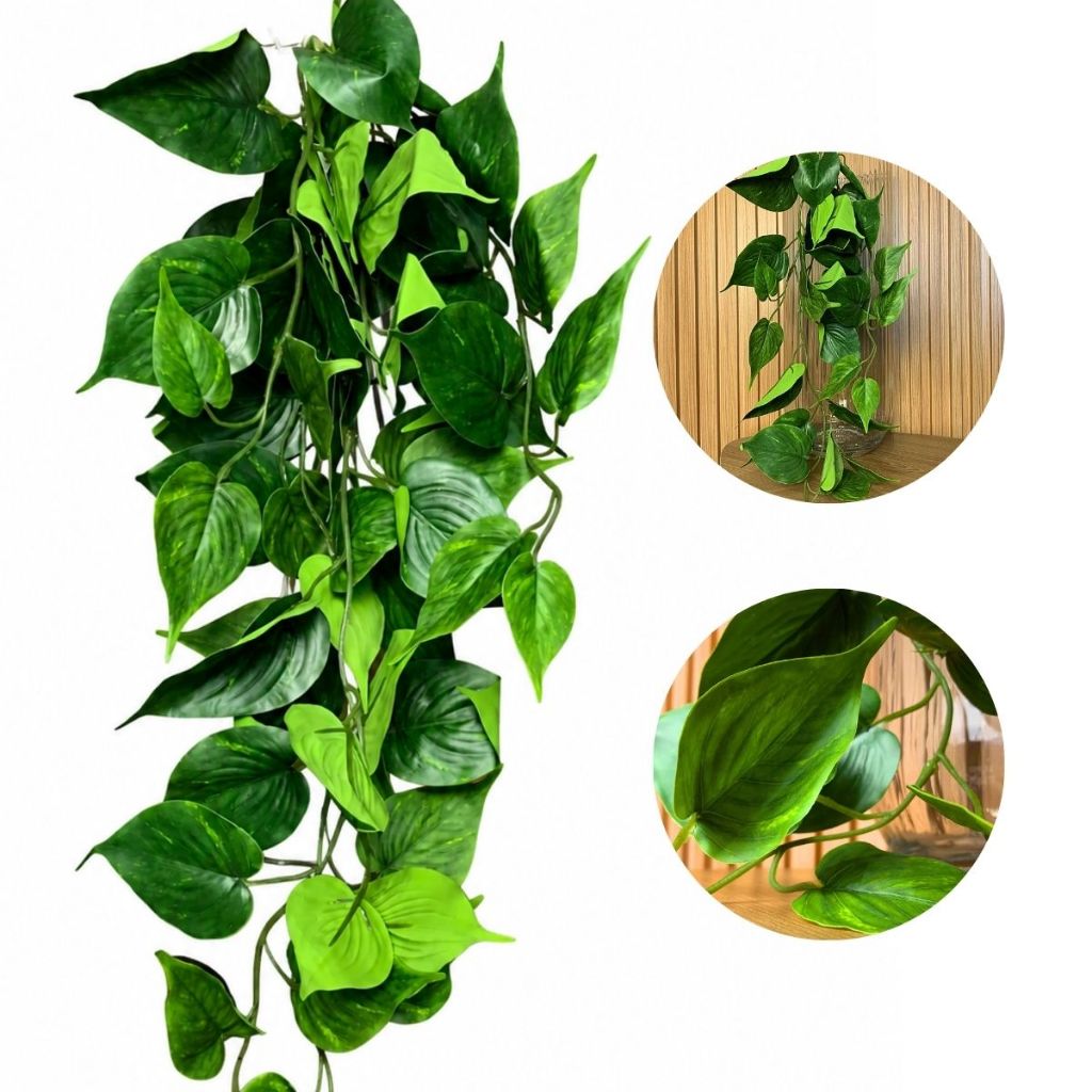 Planta Artificial Jiboia Pendente Verde Realista Decorar