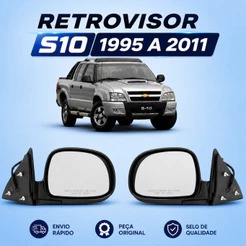 Retrovisor S10 1995 A 2011 Eletrico Preto Liso