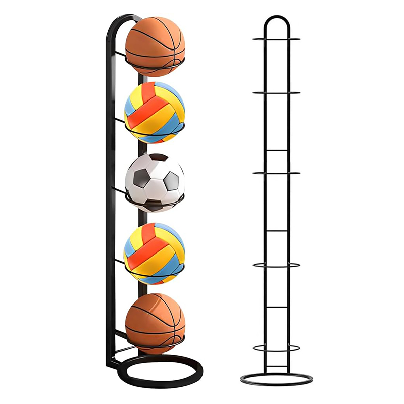 Suporte para armazenamento de bolas de basquete, material todo em metal, economiza espaço prático