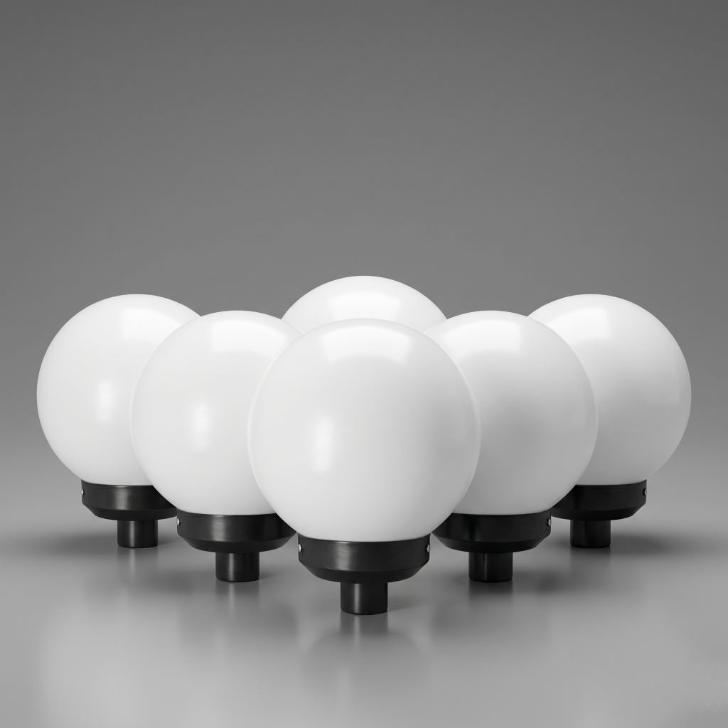 Globo De Plástico 15x30 Com Base E-27 Preta para Poste de 2 Polegadas, KIT 7 PEÇAS