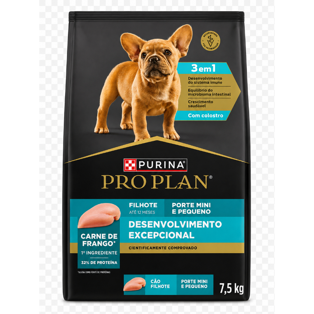 Ração Pro Plan Filhote Porte Mini e Pequeno Frango Desenvolvimento Excepcional 7,5kg