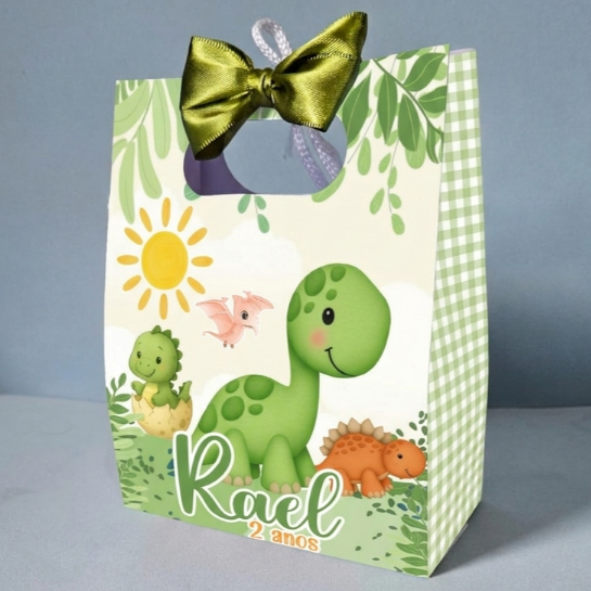 Sacolinha Personalizada para lembrancinha Dinossauro Dino baby - Pegue e Monte