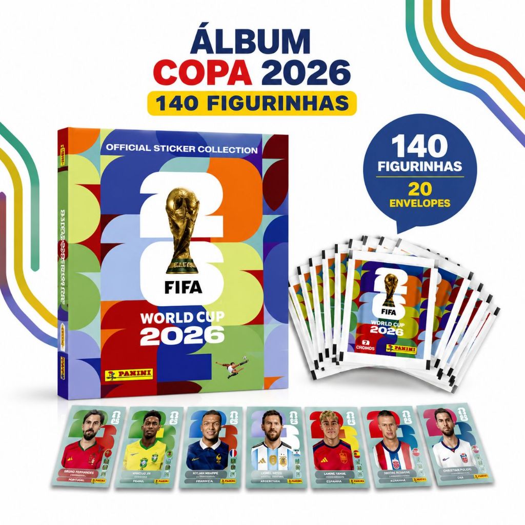 Kit Álbum + Figurinhas Copa do Mundo 2026 Colecionável Brasil Original Capa Mole Capa Dura
