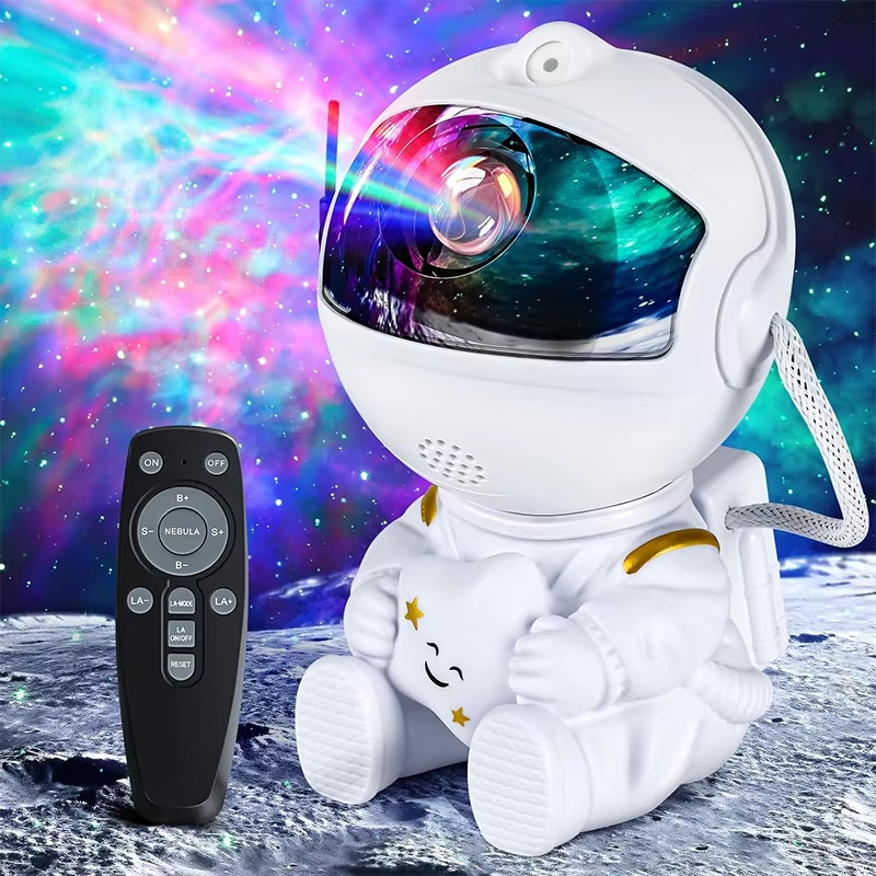 Astronauta galáxia projetor luz noturna branca segurando estrela, estrelas projetores lâmpada para quarto de crianças, d