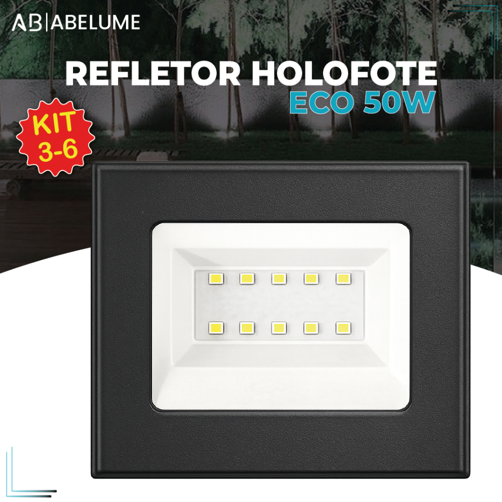 Kit 6 Refletor Led ECO 50W IP65 | Luz Econômica Fria, Quente e Verde | Bivolt 11