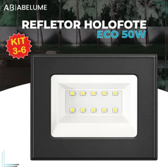 Kit 6 Refletor Led ECO 50W IP65 | Luz Econômica Fria, Quente e Verde | Bivolt 110V-220V