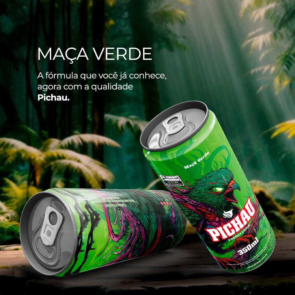 Pack Energético Pichau Maça Verde, 350ml, Com Açúcar, Com 12 unidades · foto 2