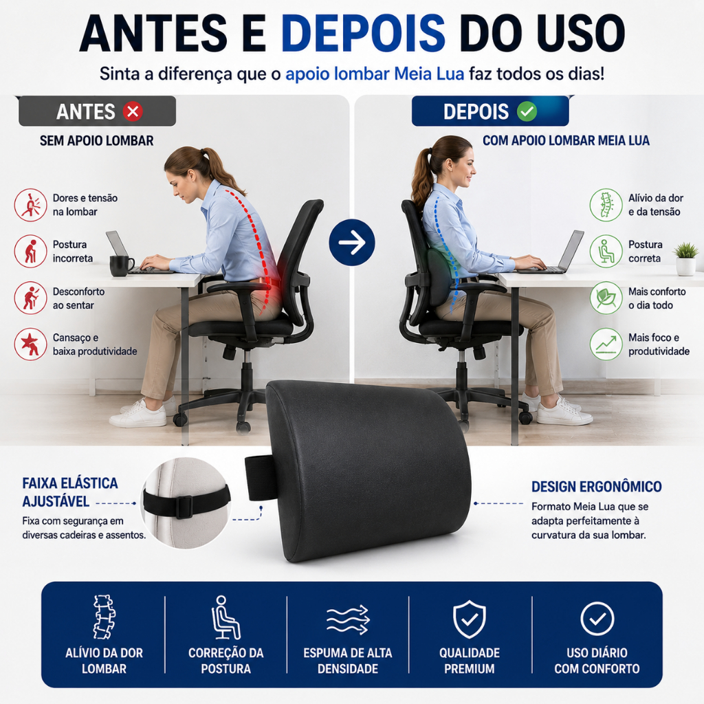 Almofada Lombar Apoio Postura Corretor Postural Coluna Cadeira Ortopédico — imagem 2 de 2