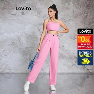 Lovito Conjunto de Calça e Top Alfaiataria Moda Feminina BRPSB2BR008