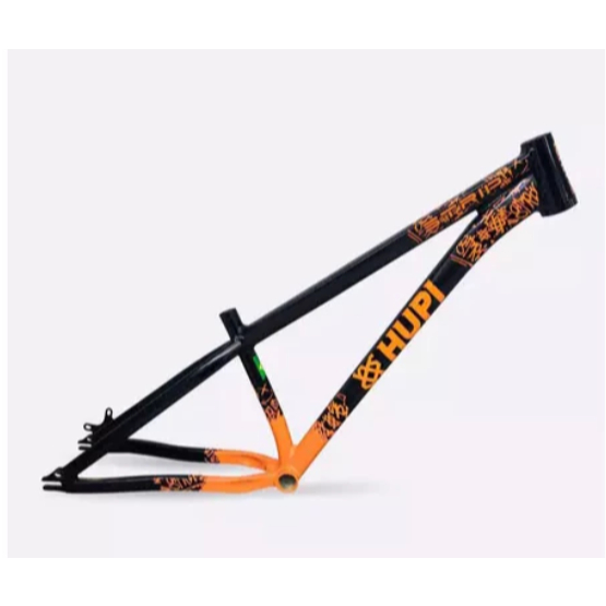 Quadro Bicicleta Hupi Strip Aro 26 Alumínio Gancheira Horizontal Laranja Dirt Jump Grau Freeride