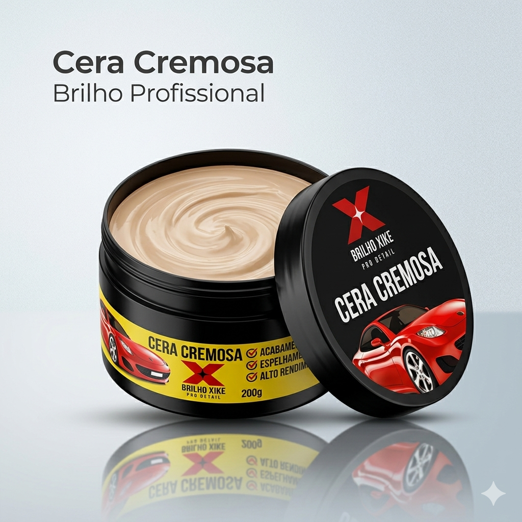 Cera Automotiva de Carnaúba Cremosa Brilho Espelhado Proteção Pintura Alto Rendimento