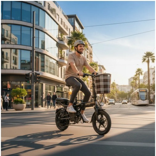 Detalhes do Bicicleta elétrica dobravel Preta 400w máxima de 30km bateria recarregável