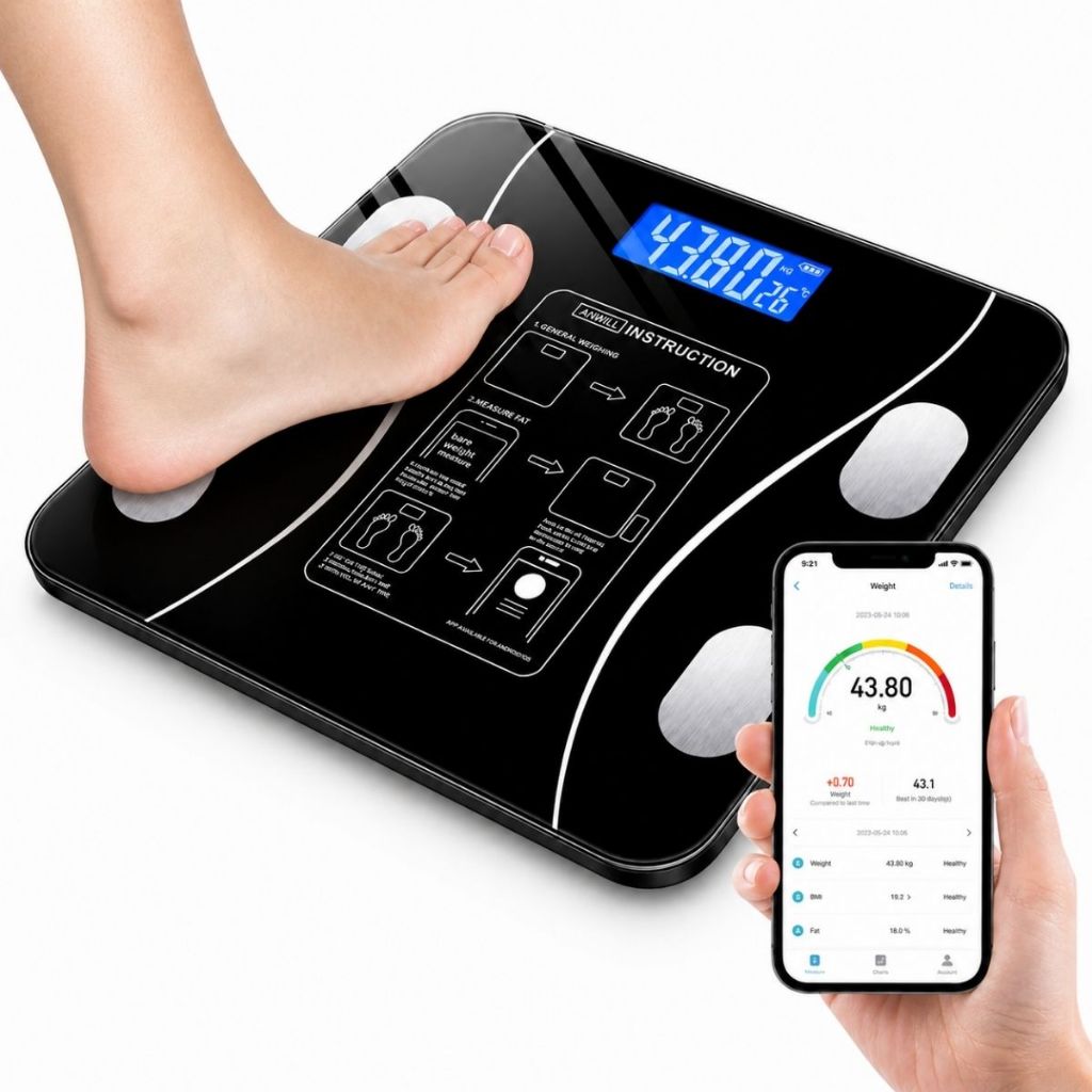 Balança Digital Bioimpedância Bluetooth Titanium até 180kg Vidro Gordura Corporal App