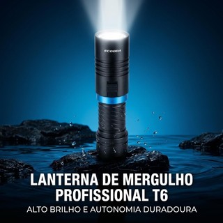 Lanterna de Mergulho Profissional LED Cree T6 – Super Potente Luz Branca (EC6270)