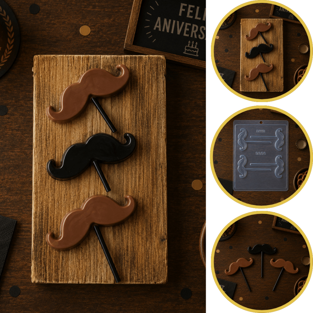 1~10 Forma Simples Pirulito Bigode Handlebar 9356 Acetato BWB Para Bombom Doces de Chocolate (CHOCO)