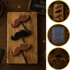 1~10 Forma Simples Pirulito Bigode Handlebar 9356 Acetato BWB Para Bombom Doces de Chocolate (CHOCO)