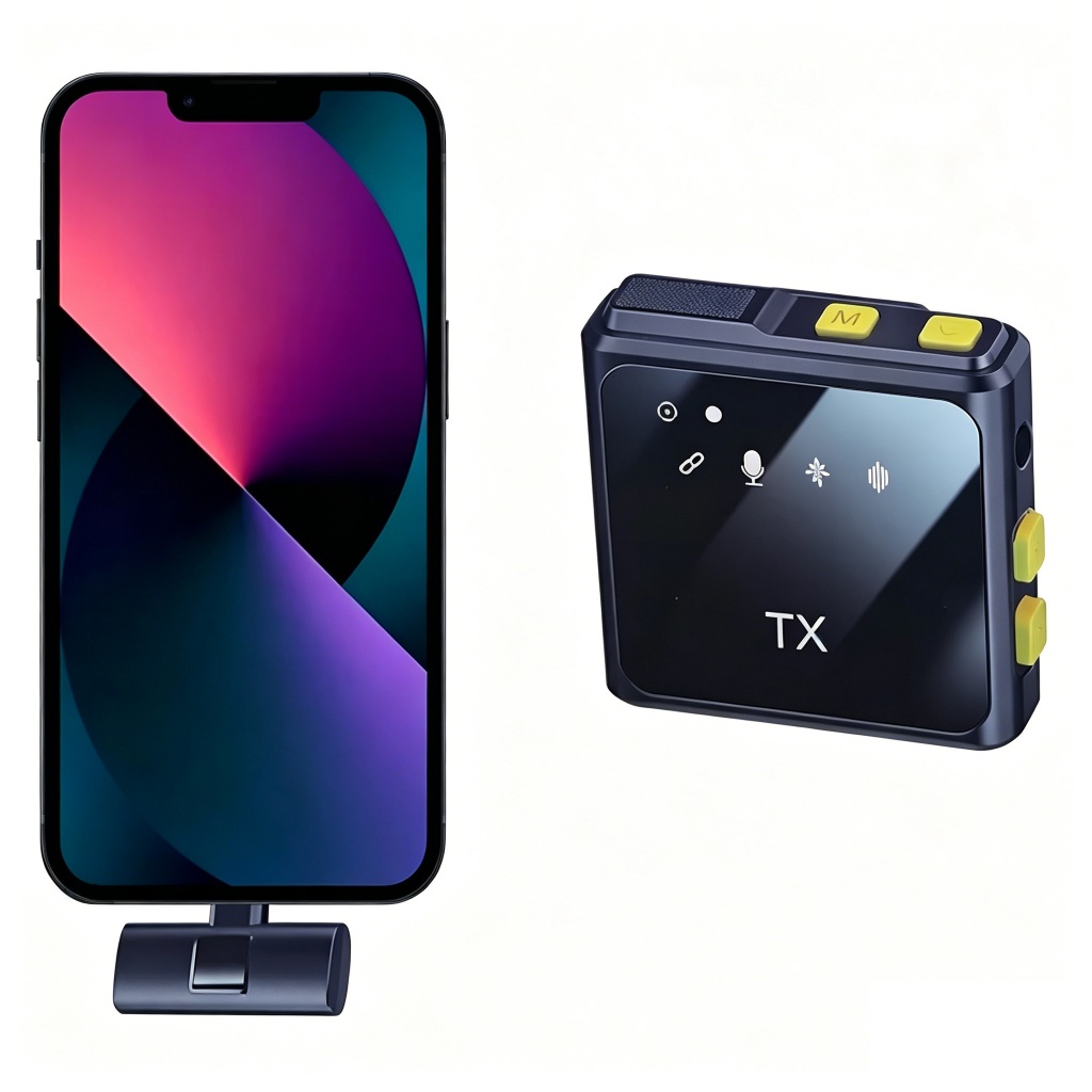 Microfone Sem Fio Lapela Bluetooth para Celular Lighting iphone Tipo-c Vlog Lavalier Profissional