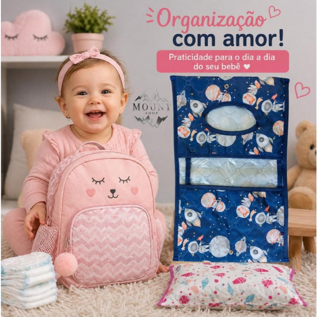 Porta Lenço Fraldas e Pomadas Portátil - 3 em 1 - Prático