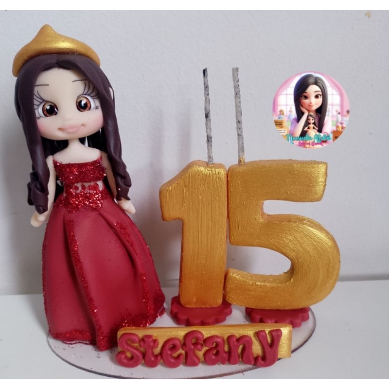 vela 15 anos personalizada/ vela debutante/vela 15 anos bonequinha/vela 15 anos em biscuit